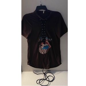 Rolling Stones Lace-Up Front Shirt Size XL
